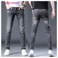 Quần Jean Nam Màu Xám Wash, Quần Bò Nam Co Giãn Form Skinny Tôn Dáng Phong Cách Hàn Quốc HODY STORE