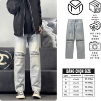 Quần Jean Nam Ống Đứng Thêu Chữ Gối BANGOULUO, Quần Jean Baggy Nam Boy Phố Form Suông 001