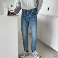 Quần Jean Nam Ống Đứng Trơn Màu Xanh Đậm Chất Bò Jean Skinny Nam Unisex Hottrend 2022