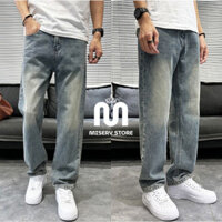 Quần Jean Nam Ống Suông Cạp Cao Wash Retro Misery Store, Quần Jean Nam Baggy Wash Khói Chất Liệu Cao Cấp - Hàng mới về