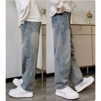 Quần Jean Nam Ống Suông Cạp Cao Wash Retro Misery Store, Quần Jean Nam Baggy Wash Khói Chất Liệu Cao Cấp
