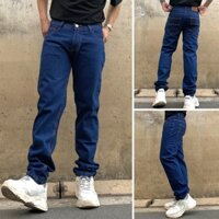 Quần jean nam ống suông trung niên chất bò trơn cao cấp big size 2022