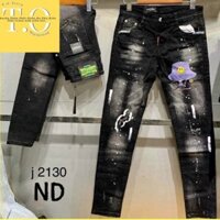 Quần jean nam phối chấm sơn in logo hoạ tiết siêu xin chất hàng quảng châu cao cấp chuẩn shop