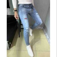 Quần jean nam phối rách