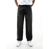 Quần jean nam, quần bò nam cao cấp form relaxed fit LEMBOX xám đen dơ 241002 foxxmen