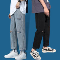 Quần jean nam, quần jeans baggy rách Gấu + Rách gối RĐ-01-Trend Clothing - Hàng mới về