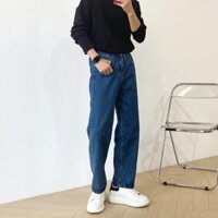 Quần jean nam - quần nam ống rộng màu  xanh Quần baggy nam, jeans, ống suông rộng Hottrend