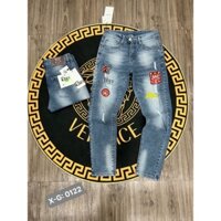 Quần jean nam quảng châu phối LOGO và họa tiết đẹp chất hàng chuẩn shop