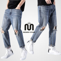 Quần Jean Nam Rách Gối Baggy Misery Store RT2, Quần Jean Nam Rách Chất Liệu Dày Dặn Cao Cấp