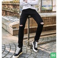 Quần jean nam rách gối chất liệu bò cao cấp co dãn 4 chiều form dáng skinny quần rin nam Q59