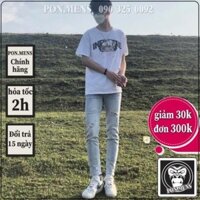 Quần jean nam rách gối gấu skinny slimfit co giãn dãn tốt màu xanh nhạt phom ôm 361 5679 Pon.mens