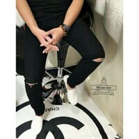 Quần jean nam rách gối màu đen