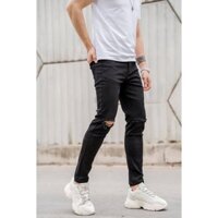 Quần Jean Nam Rách Gối Phong Cách Hàn Quốc Chất Vải Mịn Không Xù Lông Không Bai Gião