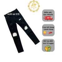 Quần jean nam rách vá da trắng chất liệu bò cao cấp co dãn 4 chiều form dáng skinny quần rin nam QJ319