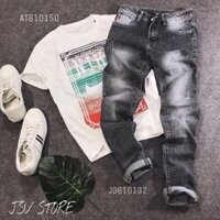 Quần jean nam rách xước nhẹ