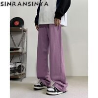 Quần jean nam SINRANSINYA, quần màu tím phong cách trung tính đường phố cao cấp kiểu Mỹ