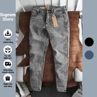 Quần jean nam skinny màu xám tro, quần bò co giãn 4 chiều slimfit chất vải bò cao cấp Sogeum