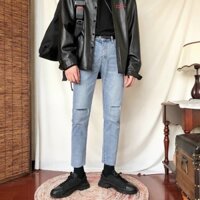 Quần Jean Nam Skinny Màu Xanh Chất Liệu Demin Cao Cấp Co Giãn Nhẹ ,From Dáng Chuẩn Hàn Quốc hottrend giới trẻ