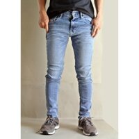 Quần jean nam skinny xanh wash đá Pullb 040120