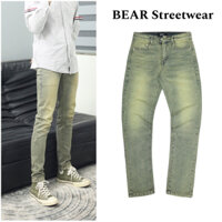 Quần jean nam streetwear sk066 BEAR phom slimfit màu vintage