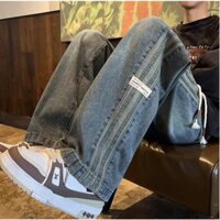 Quần Jean Nam Suông Ống Rộng, Quần Cạp Chun, Dây Rút Bản To Phong Cách Ulzzang