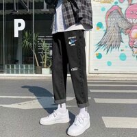 Quần Jean Nam Thẳng Rời Phong Cách Hồng Kông Dạo Phố Thường Ngày Phù Hợp Với Quần In Hình Xuân Hè Phiên Bản Hàn Quốc Hợp Thời Trang Mắt Cá Chân Quần Dài20250317