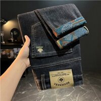 ☒❉Quần Jean Nam Thu Đông Nam Co Giãn Slim-fit Quần Ống Thẳng Hợp Thời Trang Thêu In Hình Nhẹ Sang Trọng Quần Thời Trang Phong Cách Retro Rời