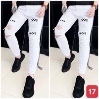 Quần jean nam trắng rách gối chất bò cao cấp co dãn 4 chiều cực đẹp, quần rin nam mới đẹp Tokyo102 NHIỀU MẪU