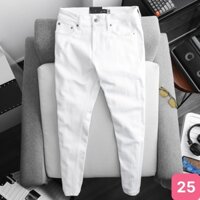 Quần jean nam trắng trơn không rách gối chất bò cao cấp co dãn 4 chiều cực đẹp, quần rin nam 25AD003 Nhiều Mẫu Mới - Hàn