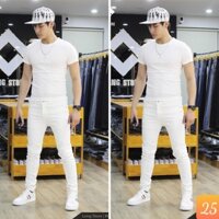 Quần jean nam trắng trơn không rách gối chất bò cao cấp co dãn 4 chiều cực đẹp, quần rin nam đẹp 3D25 MẪU MỚI