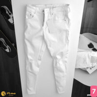 Quần jean nam trắng trơn rách gối chất bò cao cấp co dãn 4 chiều, quần rin nam đẹp 1995AD Nhiều Mẫu Mới - Hàng mới về