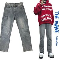 Quần Jean Nam Trơn Basic Màu Xám Ống Đứng, Quần Jean Baggy Nam Rách Gối Đơn Giản 109 - PINKLOVE