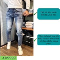 Quần Jean Nam Trơn Hàng VNXK Kiểu AD9999 Ống Ôm Hàn Quốc Jean Co Giãn Cao Cấp SIZE 28-32 (HÌNH THẬT)