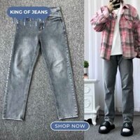 Quần Jean Nam Trơn Màu Bạc Hạo Tiết Đơn Giản, Quần Jean Baggy Nam Ống Suông Dễ Phối 110 - KOJ
