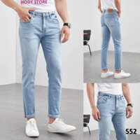Quần Jean Nam Trơn Màu Xanh Chất Bò Cao Cấp Form Skinny Co Giãn Bốn Chiều Phong Cách Trẻ Trung