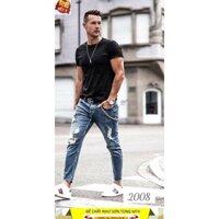 Quần Jean Nam Uy Tín Co Giãn Không Phai Màu,quần jean nam trơn,quần jean nam rách gối đen,quần jean rách gối màu xanh