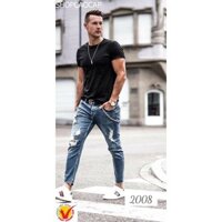 Quần Jean Nam Uy Tín Co Giãn Không Phai Màu,quần jean nam trơn,quần jean nam rách gối đen,quần jean rách gối màu xanh