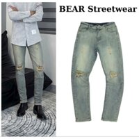 Quần Jean Nam Xanh Bạc Rách