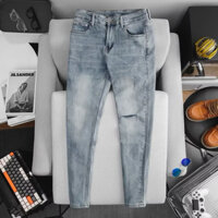 Quần jean nam xanh rêu wax quần bò nam đẹp cao cấp phong cách thời trang co dãn ống ôm mẫu mới haian jean