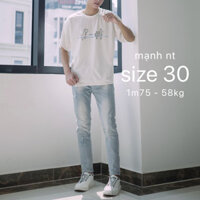 Quần jean nam xước mài màu xanh bạc nhạt co giãn 4 chiều cao cấp chất bò denim dáng ôm slimfit skinny 0001 02 Ponluxury