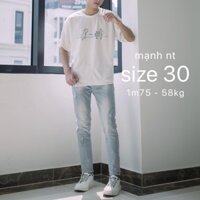 Quần jean nam xước mài màu xanh bạc nhạt co giãn 4 chiều cao cấp chất bò denim dáng ôm slimfit skinny 0001 02 Pon.mens