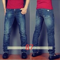 quần jean nam xước nhẹ màu xanh