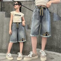 Quần Jean Ngố Họa Tiết Thêu Siêu Xinh Cho Bé Gái size 16-38kg