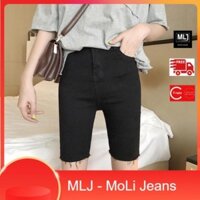 Quần jean ngố / lửng màu đen BIG SIZE lưng cao, co dãn mạnh đẹp 2708  ,