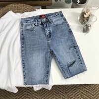 quần jean ngố TRƠN TUA VÀ rách 1 BÊN CẮT chất jean giãn 2184 HN-03