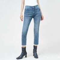 Quần jean nữ AAA JEANS lưng cao ống đứng lửng Gotham Blue