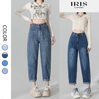 Quần jean nữ baggy cạp cao chất vải jean cao cấp, Quần bò nữ ống côn rộng hot Avocado