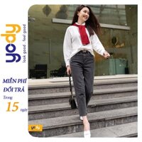 Quần jean nữ baggy cạp cao Yody đen khói trẻ trung năng động  QJN3126