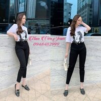 Quần Jean Nữ Baggy Đen Trơn Siêu Co Giãn Cạp Cao [ Ảnh Thật ]