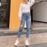 Quần jean nữ baggy King168, quần nữ co dãn nhẹ mẫu THU50 🌟